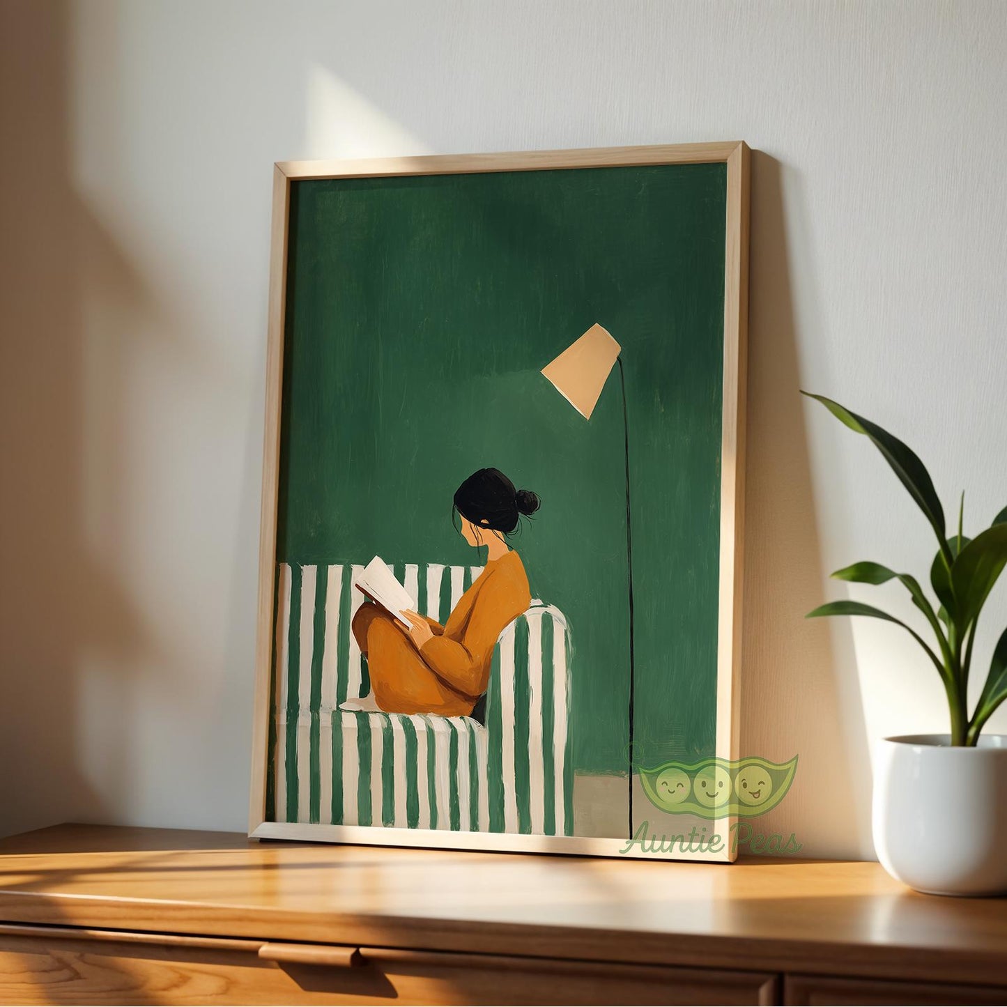 Emerald Green Reading Woman