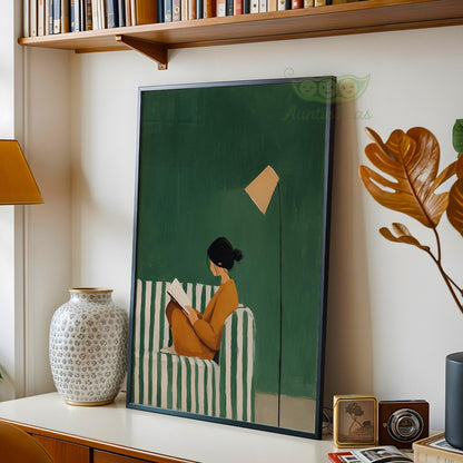 Emerald Green Reading Woman
