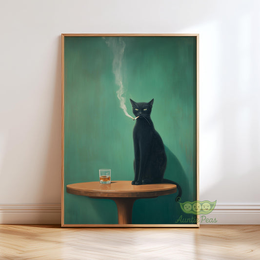 Smoking Black Cat