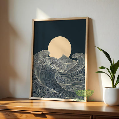 Moon and Waves