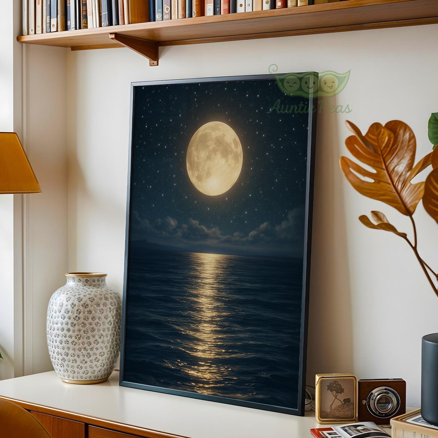 Framed Moonlight Ocean