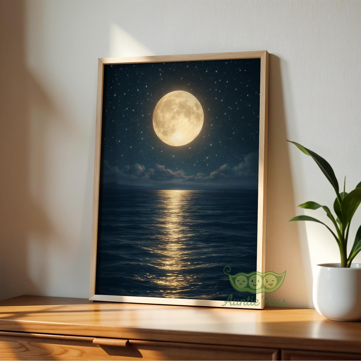 Framed Moonlight Ocean