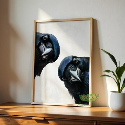 Framed Whimsical Crows