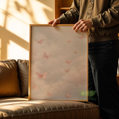 Framed Pink Butterfly Clouds