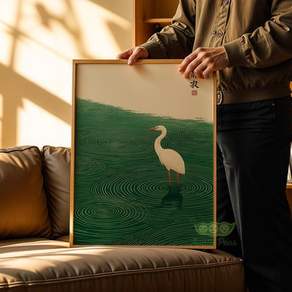 Framed Japanese Heron