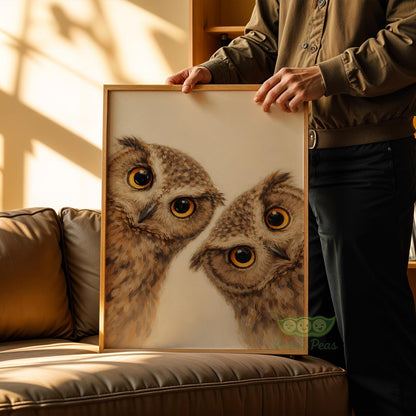 Framed Whimsical Owls