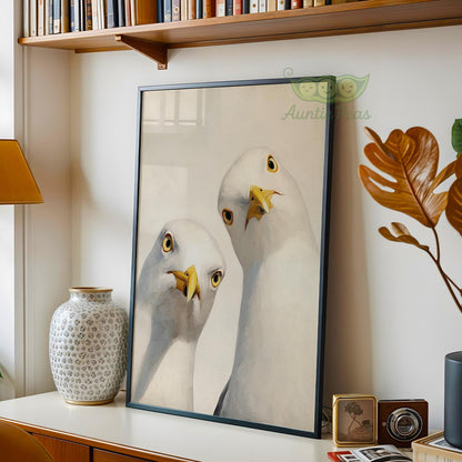 Framed Whimsical Seagulls
