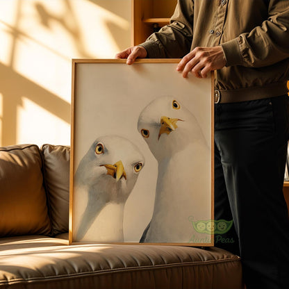 Framed Whimsical Seagulls