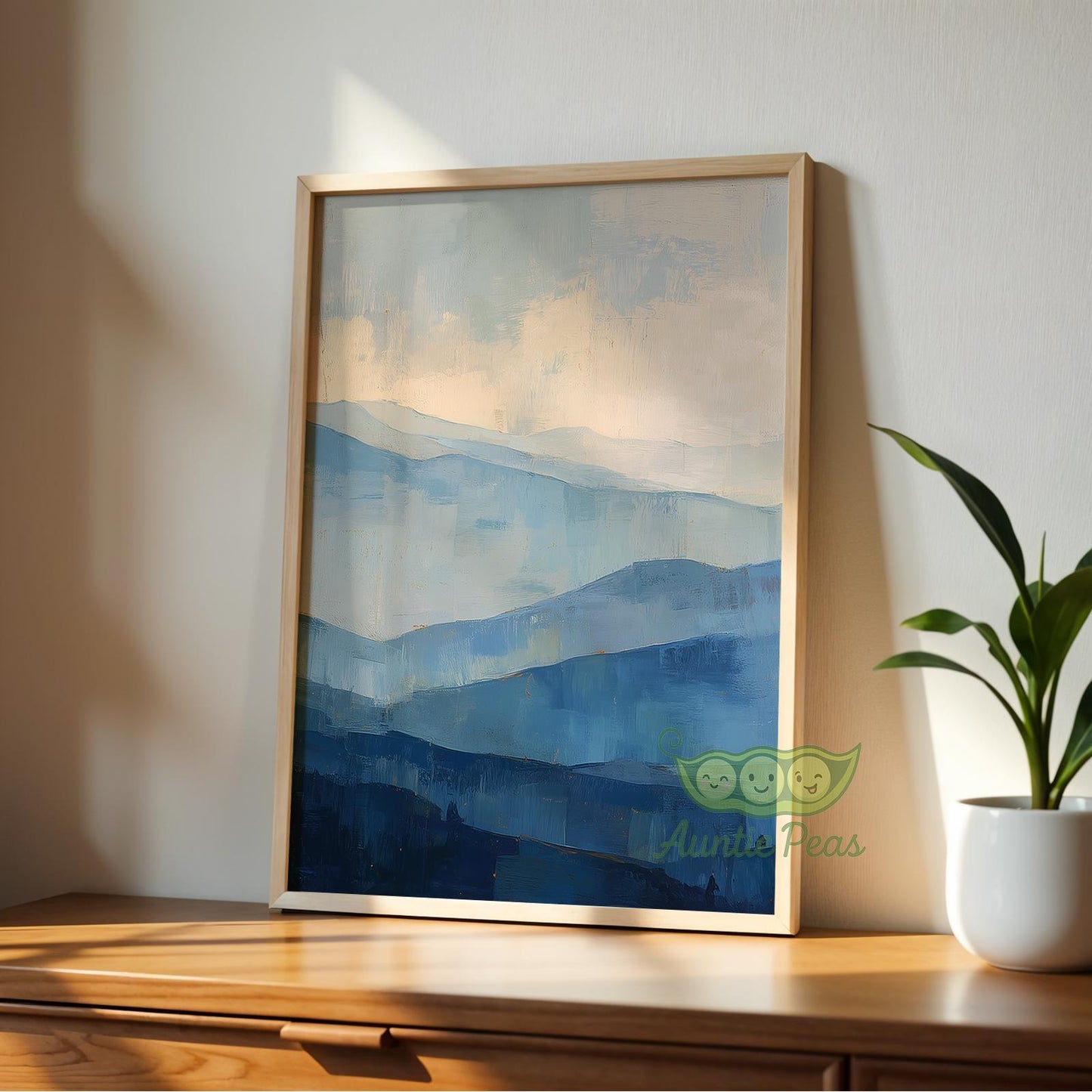 Abstract Blue Mountain Set of 3