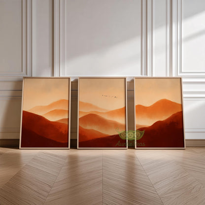 Terracotta Abstract Landscape Set of 3