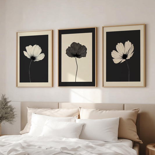 Set of 3 Black and Beige