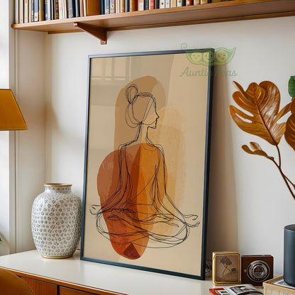 Meditating Woman Line Art