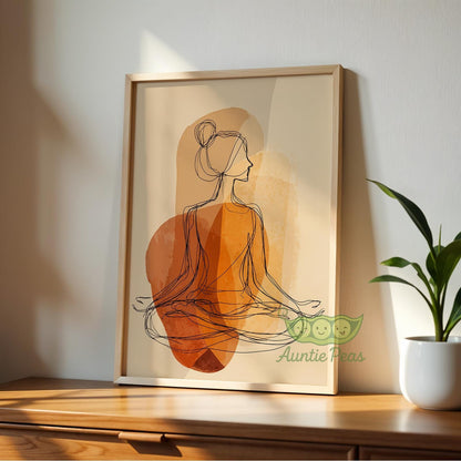Meditating Woman Line Art