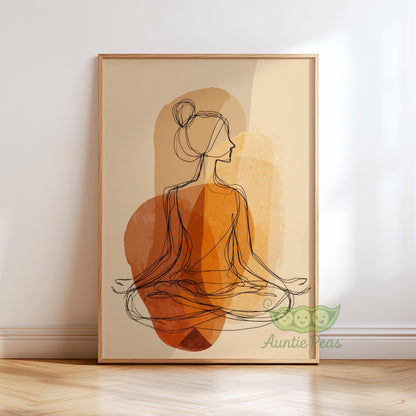 Meditating Woman Line Art
