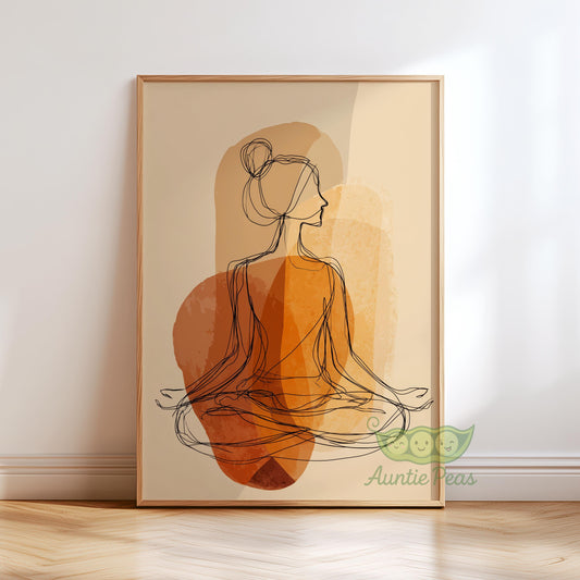 Meditating Woman Line Art