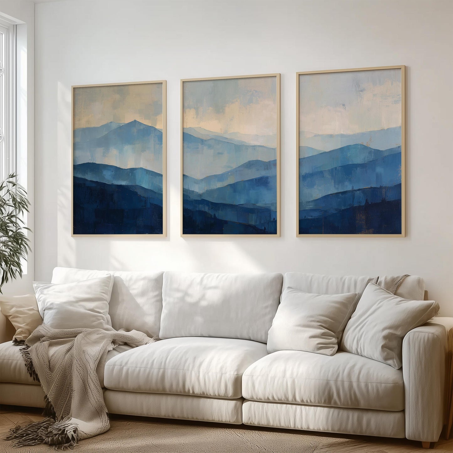 Abstract Blue Mountain Set of 3