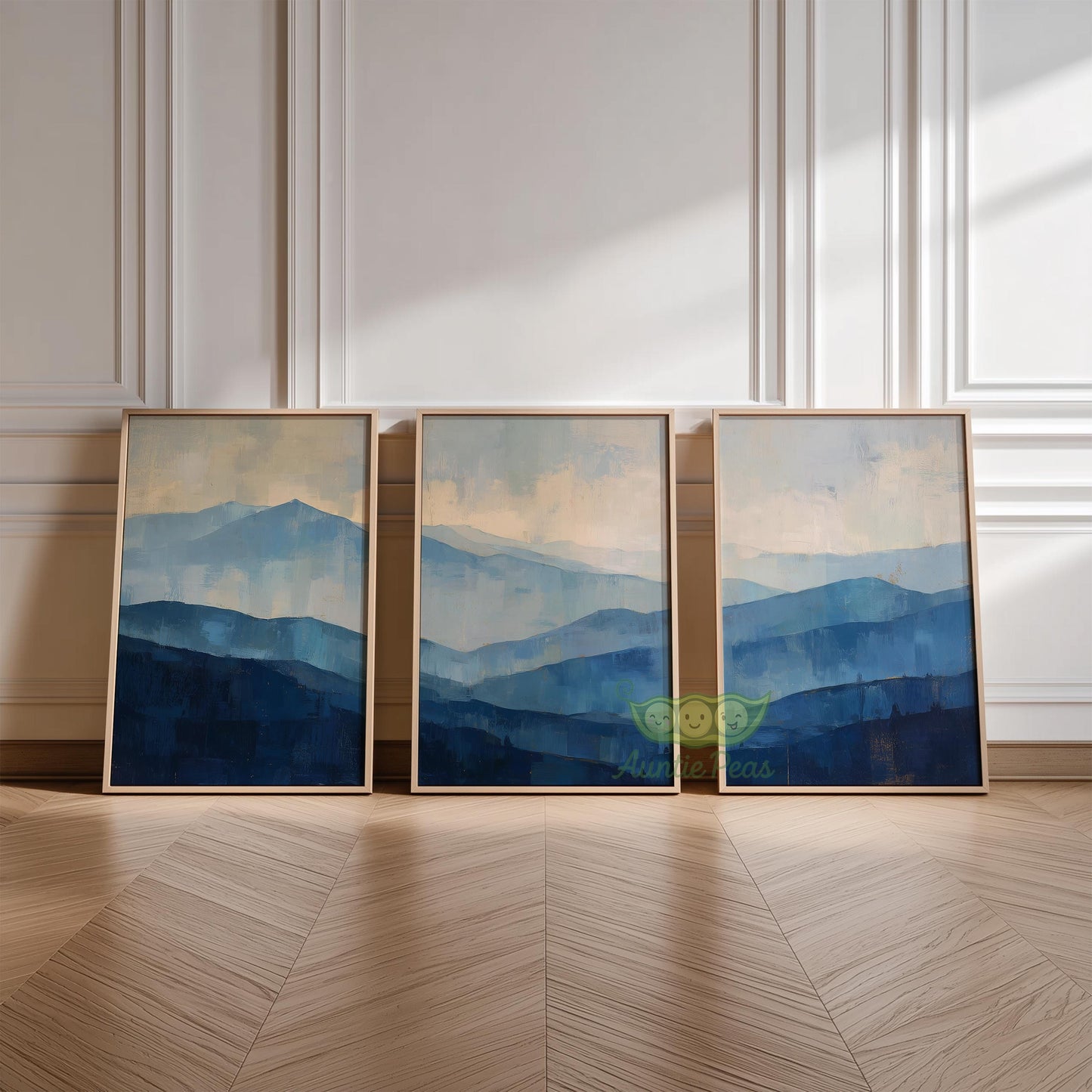 Abstract Blue Mountain Set of 3