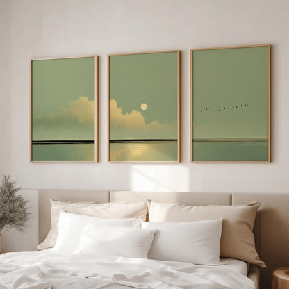 Japandi Moon and Birds Set of 3