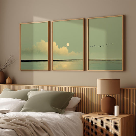 Japandi Moon and Birds Set of 3