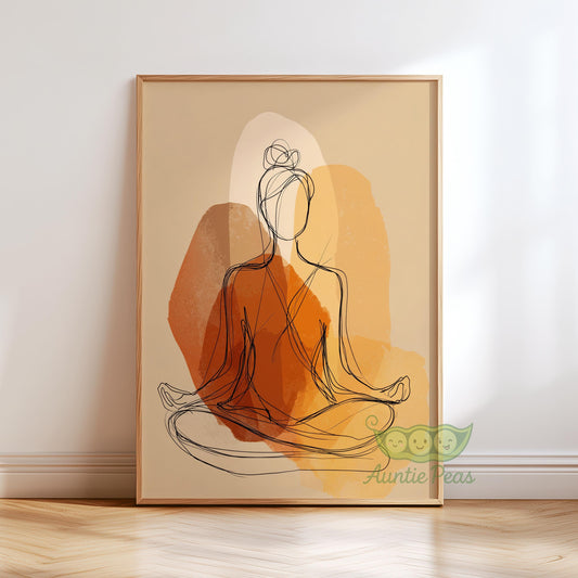 Meditating Woman Line Art
