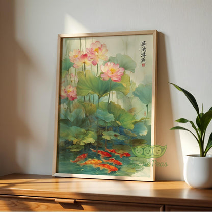 Lotus Flower Koi Fish