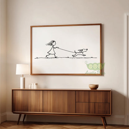 Girl Walking Dog