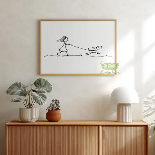 Girl Walking Dog