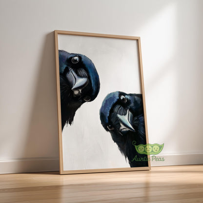 Framed Whimsical Crows
