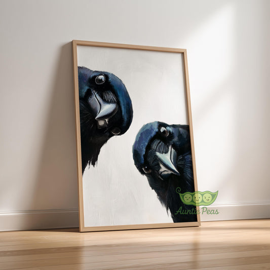 Framed Whimsical Crows