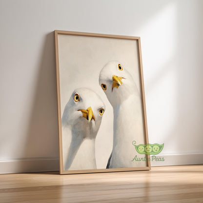 Framed Whimsical Seagulls