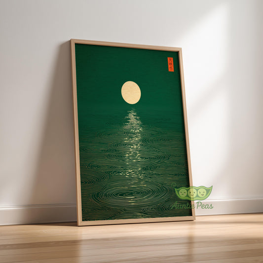 Framed Emerald Moon Reflection