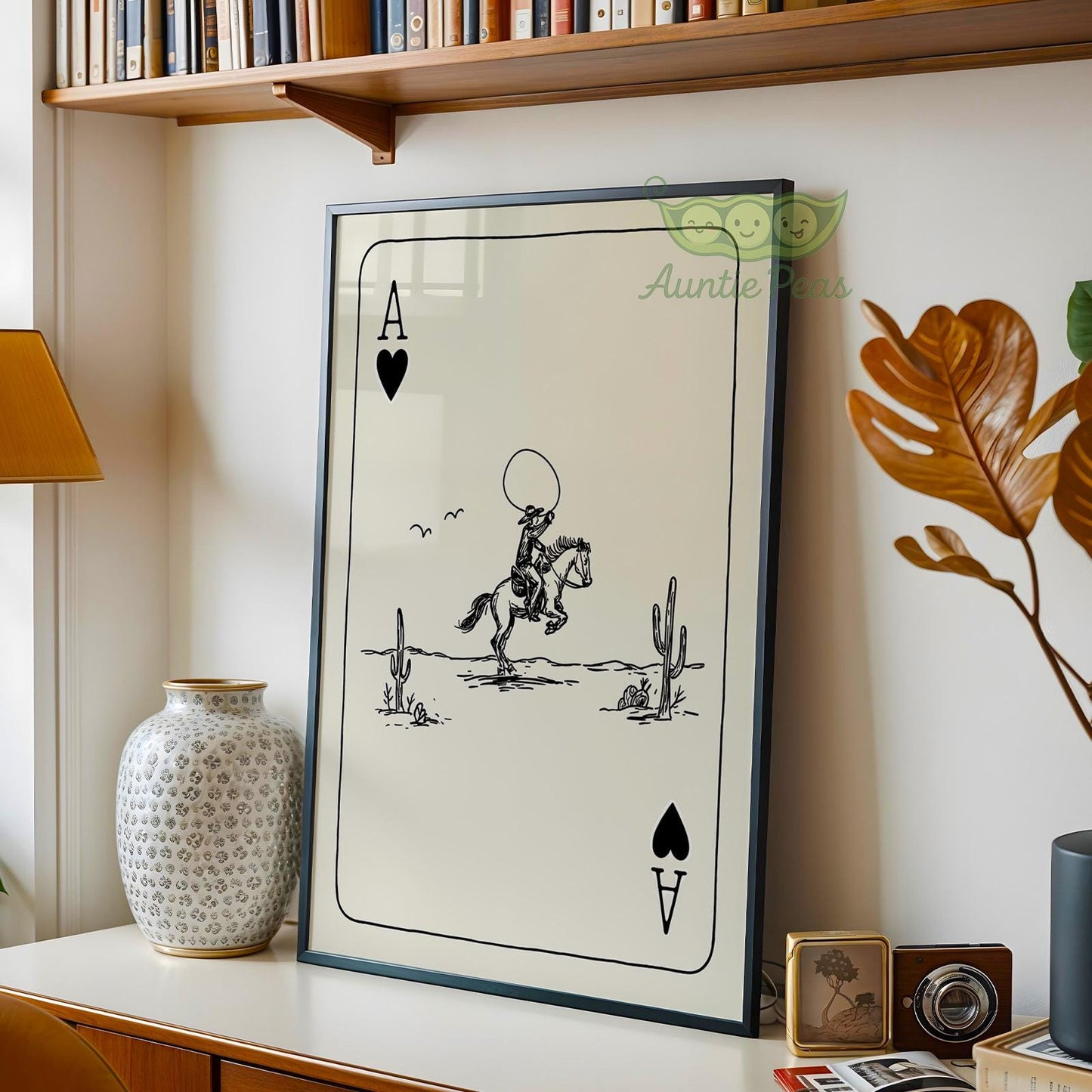Framed Western Cowboy Playing Card