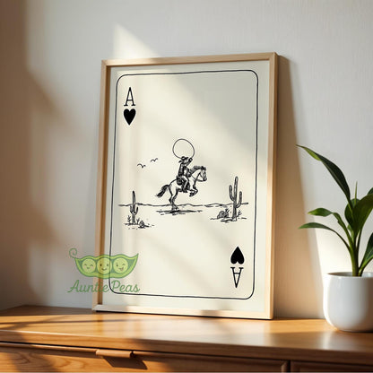Framed Western Cowboy Playing Card