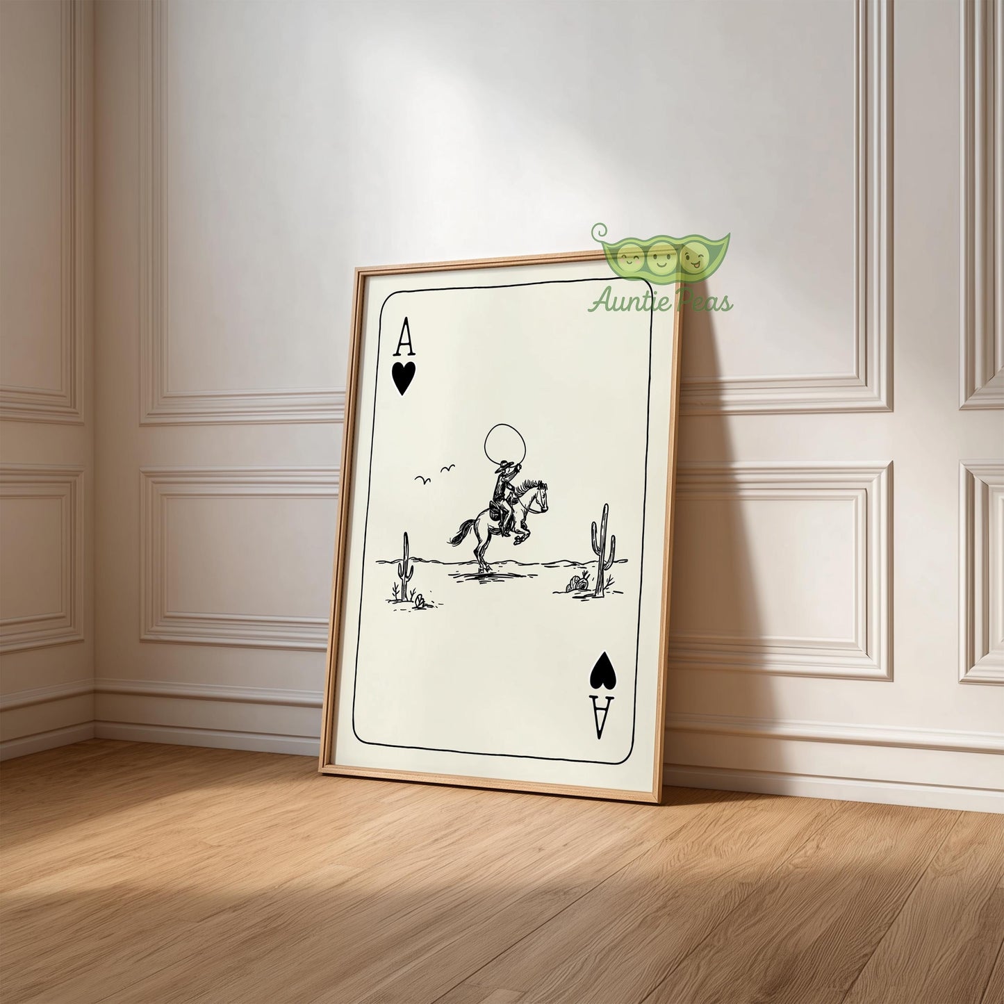 Framed Western Cowboy Playing Card