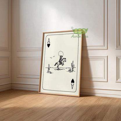 Framed Western Cowboy Playing Card