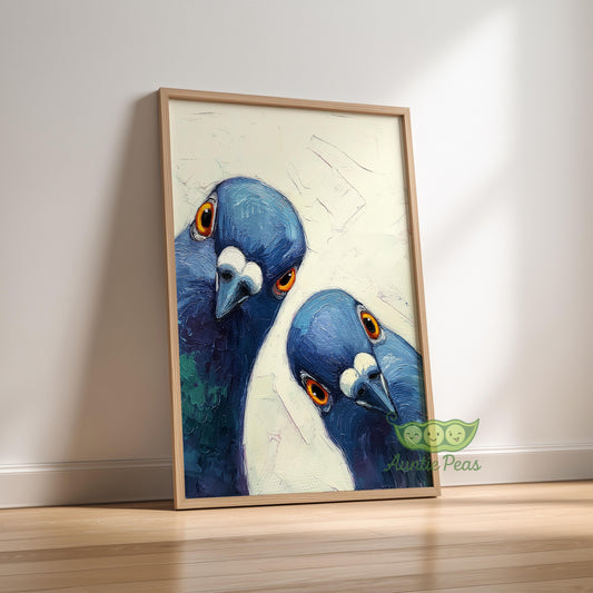Framed Whimsical Pigeons
