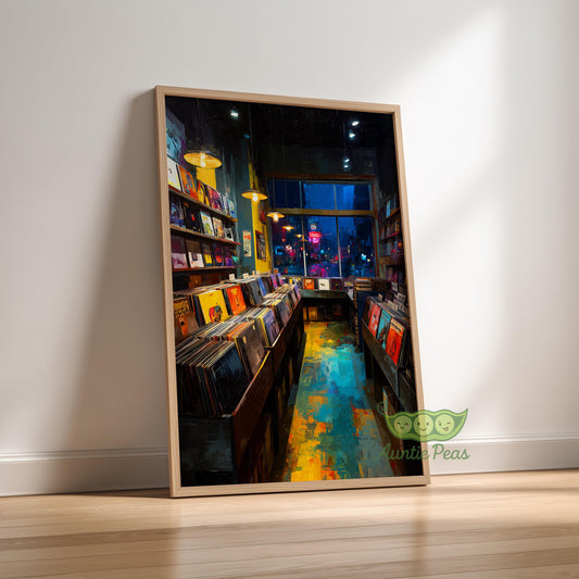 Framed Retro Vinyl Record Store