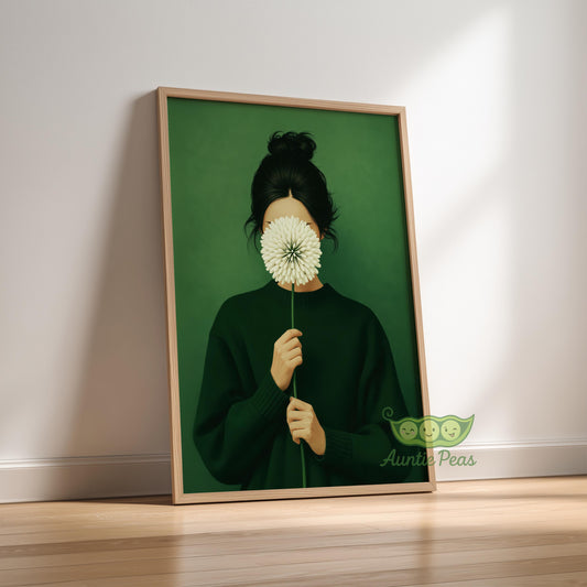 Framed Emerald Green Woman Dandelion