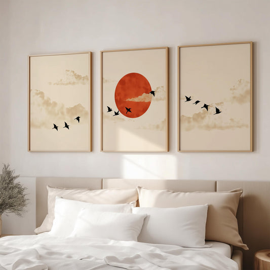 Japandi Birds Sun Set of 3