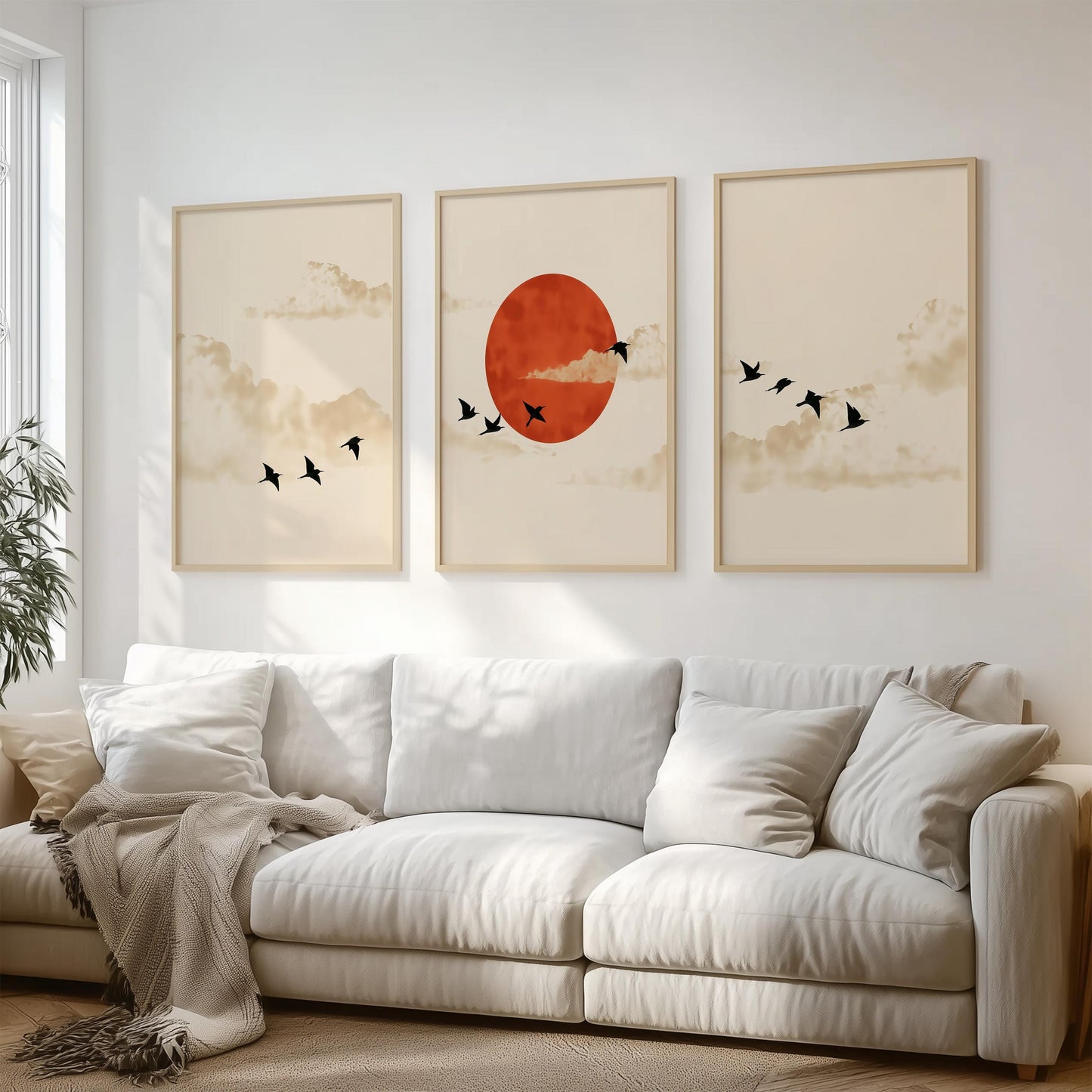 Japandi Birds Sun Set of 3