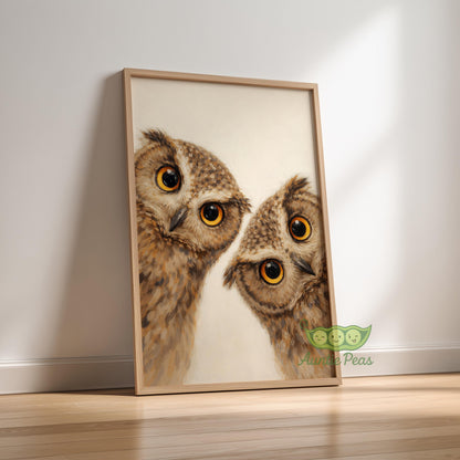 Framed Whimsical Owls