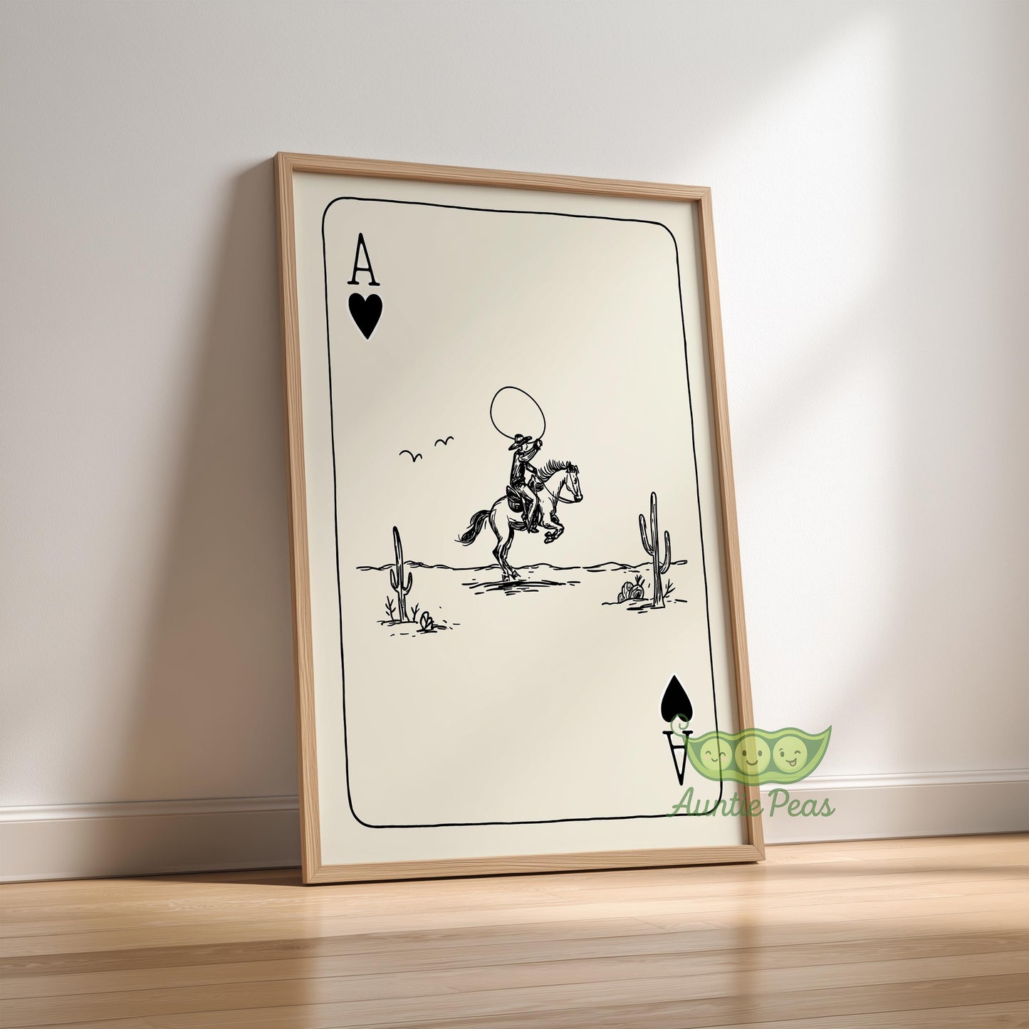 Framed Western Cowboy Playing Card