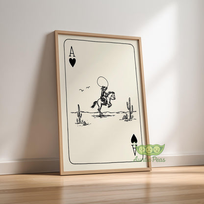 Framed Western Cowboy Playing Card